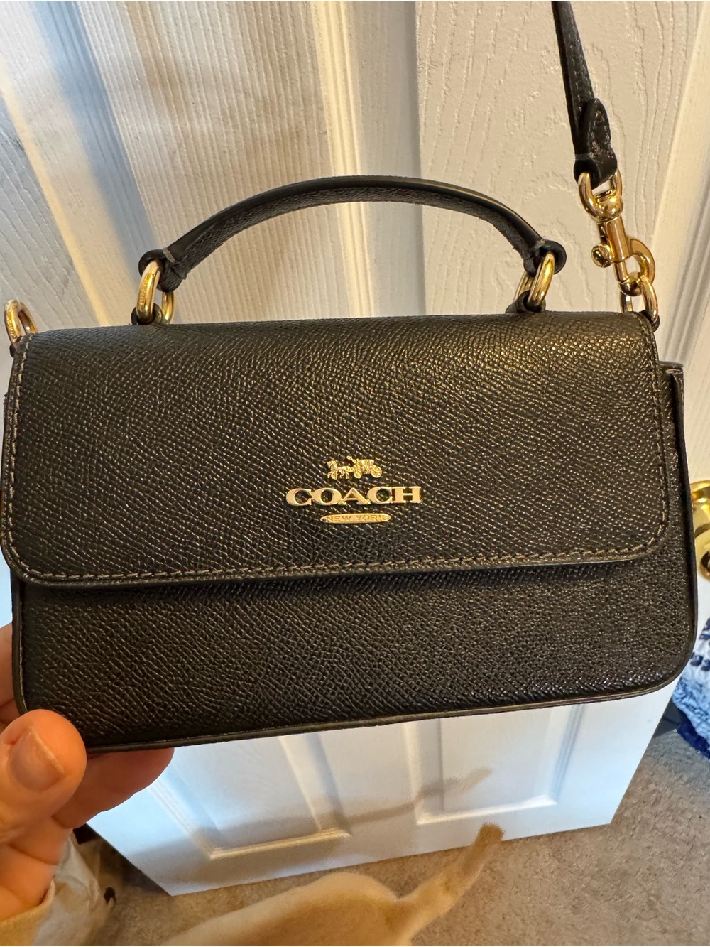 Coach Black Crossbody Bag with Gold Hardware, Coach Mini Josie Top Handle Bag